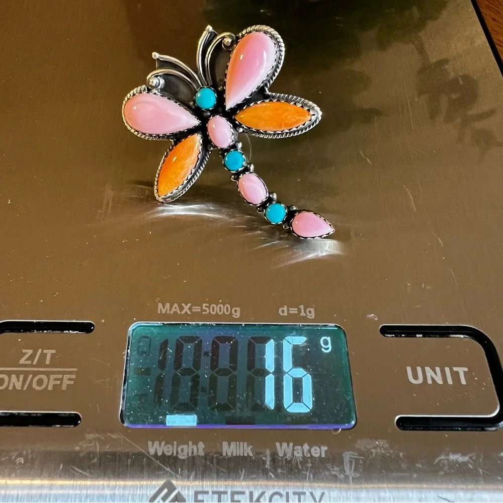 Multi Stone Sterling Silver Dragonfly Ring Size 8 - Picture 8 of 8